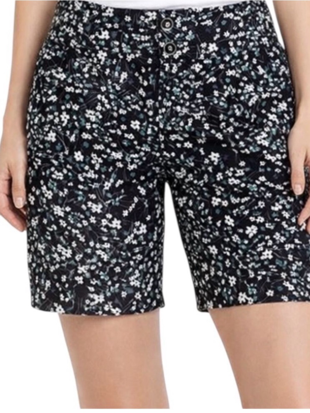 Shredly Women's Navy Floral Daisy Mountain Bike Shorts Adjustable Waistband